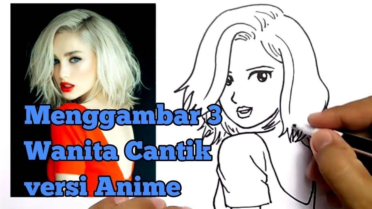 cara menggambar 3 cewek versi anime - how to draw anime girl | Vidio