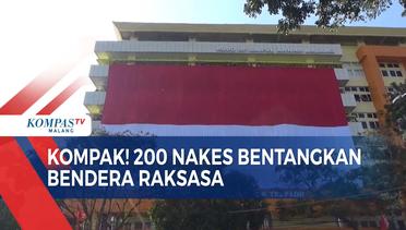 200 Nakes RSSA Malang Bentangkan Bendera Merah Putih Raksasa