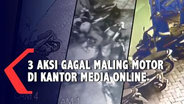 Terekam CCTV, Tiga Aksi Pencurian Motor Gagal di Kantor Media Online Surabaya