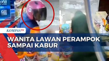 Terekam CCTV, Aksi Wanita di Makassar Berhasil Lawan Perampok Toko Kelontongnya
