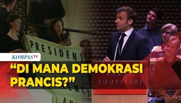 Momen Macron Dicemooh Saat Pidato Hingga Pengunjuk Rasa Diseret Paksa!