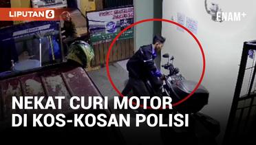 Nekat! Aksi Pencurian Motor di Kos Polisi Terekam CCTV