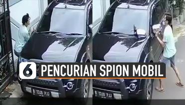 Viral Pencurian Spion Mobil Terekam CCTV
