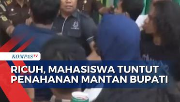 Unjuk Rasa Mahasiswa Depan Kantor Kejati Sulawesi Tenggara di Kendari Berakhir Ricuh