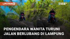 Viral Pengendara Wanita Turuni Jalan Berlubang di Lampung