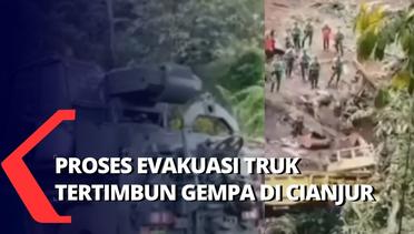 Evakuasi Truk dan Angkot Tertimbun Longsor Setinggi 5 M di Cianjur