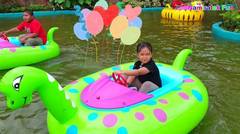 SERU! Bermain Permainan Anak Naik Odong Odong Kapal Kapalan Balon Air Bentuk Hewan Lucu