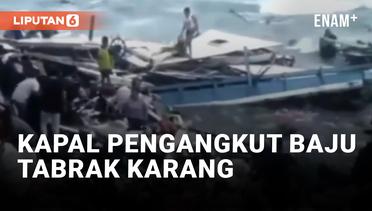 Warga Kasawari Bitung Ambil Pakaian Bekas dari Kapal yang Tabrak Karang