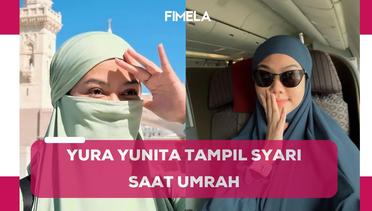 6 Tampilan Manglingi Yura Yunita Tampil Berhijab Syari saat Umrah di Bulan Ramadan