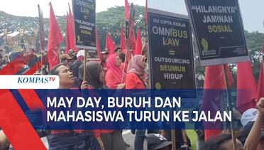 Peringati Hari Buruh, Ratusan Mahasiswa dan Buruh di Malang Turun ke Jalan