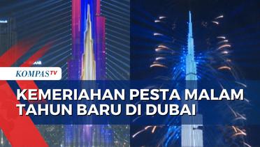 Meriahnya Pertunjukan Air Mancur Terbesar di Bawah Burj Khalifa saat Malam Tahun Baru 2024