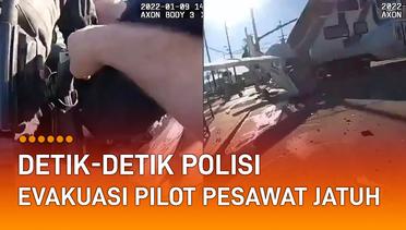 Detik-Detik Polisi Evakuasi Pilot Pesawat Jatuh, Nyaris Ditabrak Kereta