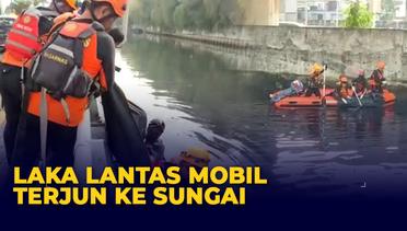 Evakuasi Korban Laka Lantas Mobil Terjun ke Sungai di Grogol, Korban Ditemukan Tak Bernyawa