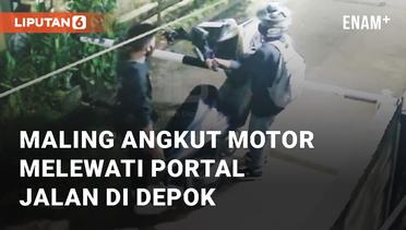 Viral Maling Angkut Motor Melewati Portal Jalan di Sawangan Depok