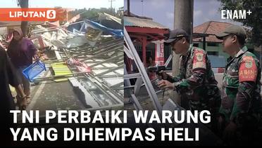 Belasan Warung di Pangandaran yang Rusak Dihempas Angin Helikopter Diperbaiki Dandim 0625/Pangandaran