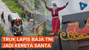 TNI Sulap Truk Lapis Baja jadi Kereta Santa "Full Senyum", Ini Penampakannya