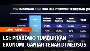 Survei LSI: Prabowo Dipercaya Paling Mampu TUmbuhkan Ekonomi, Ganjar Tenar di Medsos | Liputan 6