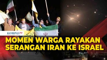 Momen Warga Tehran Rayakan Serangan Rudal Iran ke Israel, Turun ke Jalan Nyalakan Kembang Api