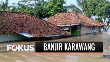 Banjir di Karawang Masih Parah, Ketinggian Air Mencapai Atap Rumah Warga