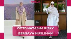 6 Gaya Natasha Rizky Mix and Match Hijab dengan Plisket Dress Cocok untuk Ramadan