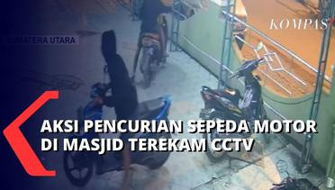 Detik-Detik Aksi Komplotan Pencurian Sepeda Motor di Masjid Tepergok oleh Warga