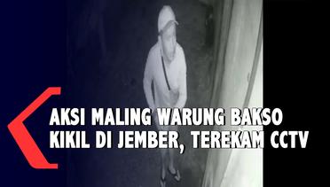 Aksi Pencuri Bobol Warung Bakso Kikil Pak Yanto Jember Terekam CCTV
