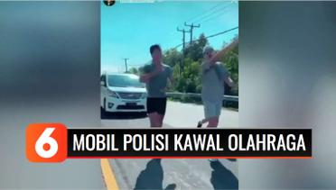 Viral Mobil Polisi Kawal 3 Warga Jogging di Jalan Bali