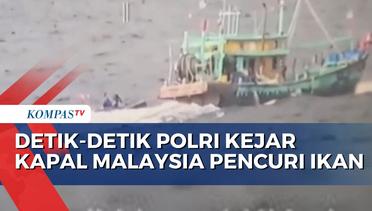 Aksi Baharkam Polri Kejar Kapal Malaysia Pencuri Ikan di Laut Indonesia