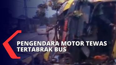 Pengemudi Diduga Lalai, Bus Antar Kota Terguling Hingga Tabrak Satu Motor di Bojonegoro