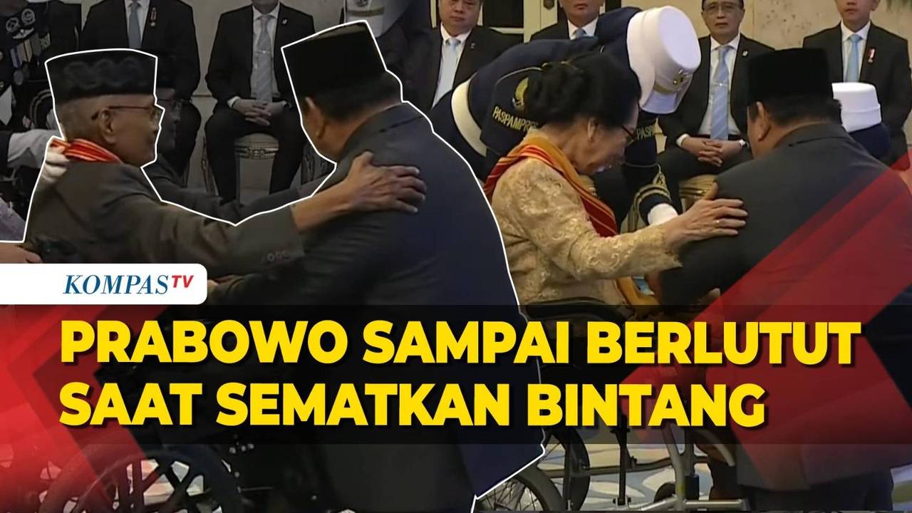 Momen Prabowo Sampai Berlutut saat Sematkan Bintang Mahaputera ke Siti ...
