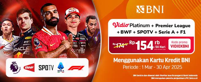 VIDIOXBNI-Platinum + Premier League + SPOTV + Serie A + F1 30 Days - Sports Terlengkap 30 Hari - Semua Perangkat