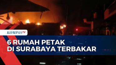 Kebakaran 6 Rumah Petak di Surabaya, 15 Unit Mobil Damkar Diterjunkan ke Lokasi