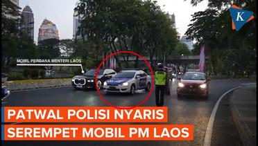 Detik-detik Mobil Polantas Terobos Rombongan PM Laos