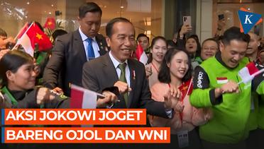 Momen Presiden Jokowi Goyang Bareng Ojol dan WNI Saat Tiba di Vietnam