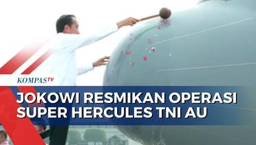 Resmikan Pesawat Super Hercules, Jokowi Lakukan Prosesi Pecah Kendi dan Siram Air Kembang