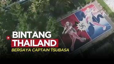 Lukisan Bintang Timnas Thailand di Liga Jepang dengan Gaya Manga Captain Tsubasa