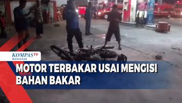 Sepeda Motor Terbakar Saat Mengisi Bahan Bakar di area SPBU jalan Panampu