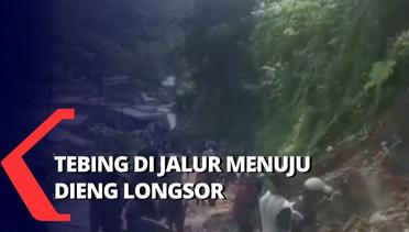 Tebing Menuju Objek Wisata Dieng Longsor, Warga Berusaha Bersihkan Jalan dari Material Tanah