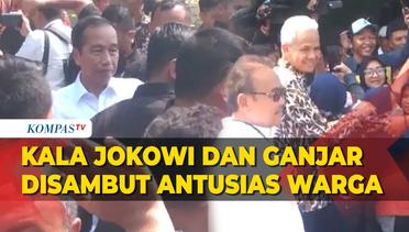 Momen Jokowi dan Ganjar Disambut Antusias Warga saat Tinjau Perbaikan Jalan di Sragen
