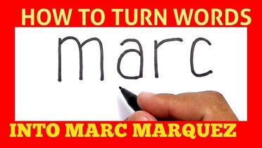 WOW, menggambar MARC MARQUEZ dari kata MARC / how to turn words MARC into CARTOON for KIDS