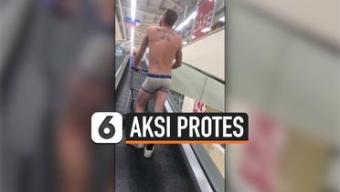 Aksi Pria Tanpa Busana Berbelanja di Supermarket