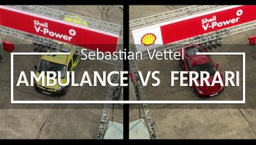Tantangan Sebastian Vettel, Ambulance Vs Ferrari 488 GTB