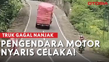 Detik-Detik Truk Overload Gagal Nanjak di Jalan, Bikin Panik Pengendara Lain!