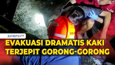 Evakuasi Dramatis Kaki Pedagang Terjepit Beton Gorong-Gorong