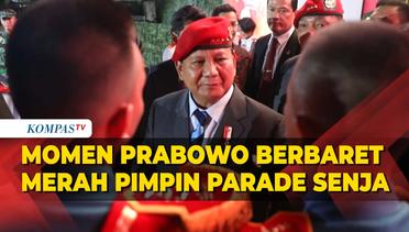 Momen Prabowo Pakai Baret Merah Pimpin Upacara Parade Senja di Halal Bihalal Akabri