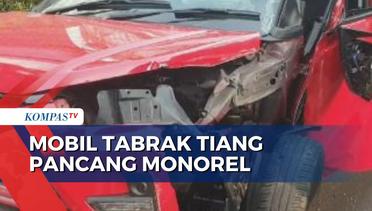 Diduga Hilang Kendali, Mobil Tabrak Tiang Pancang Monorel di Kuningan Jakarta