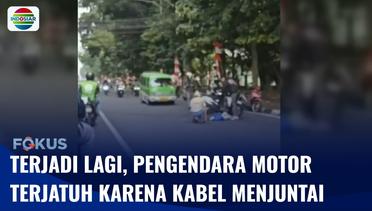 Terjadi Lagi, Pengendara Motor Terjatuh di Bogor Karena Tersangkut Kabel yang Menjuntai | Fokus