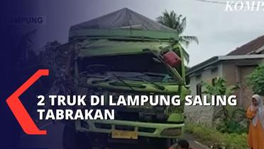 Diduga Sopir Mengantuk, 2 Truk di Lampung Saling Tabrakan
