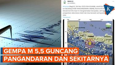 Gempa M 5,5 Melanda Pangandaran, Kedalaman 14 Km