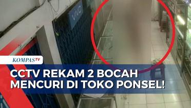 Detik-detik CCTV Rekam 2 Bocah Mencuri di Toko Ponsel! Barang Dagangan & Uang di Laci Raib